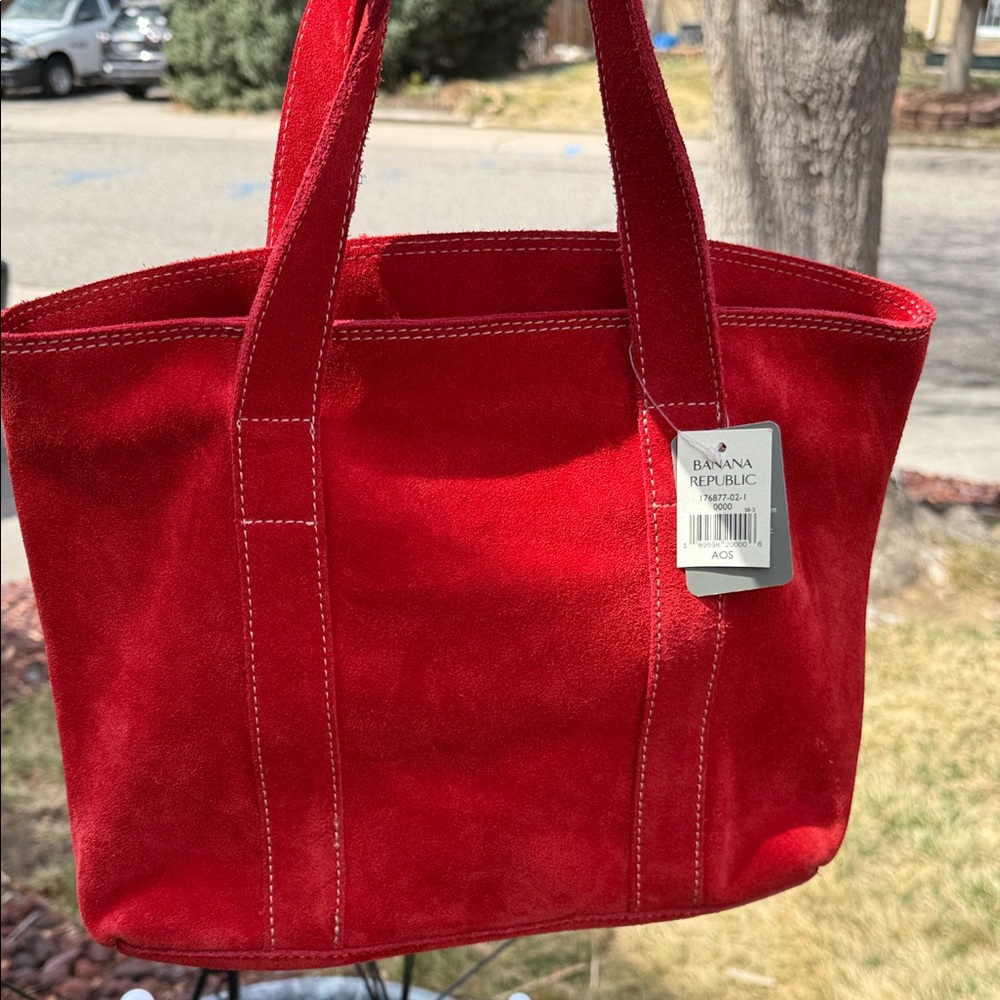 Banana Republic NWT Red Suede Tote Bag - Picture 9 of 9